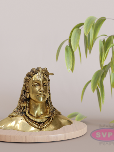 Brass Adiyogi Shiva Bust – Spiritual Home Decoration