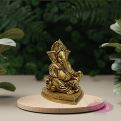 Antique Finish Brass Ganesha Idol for Home Décor & Pooja
