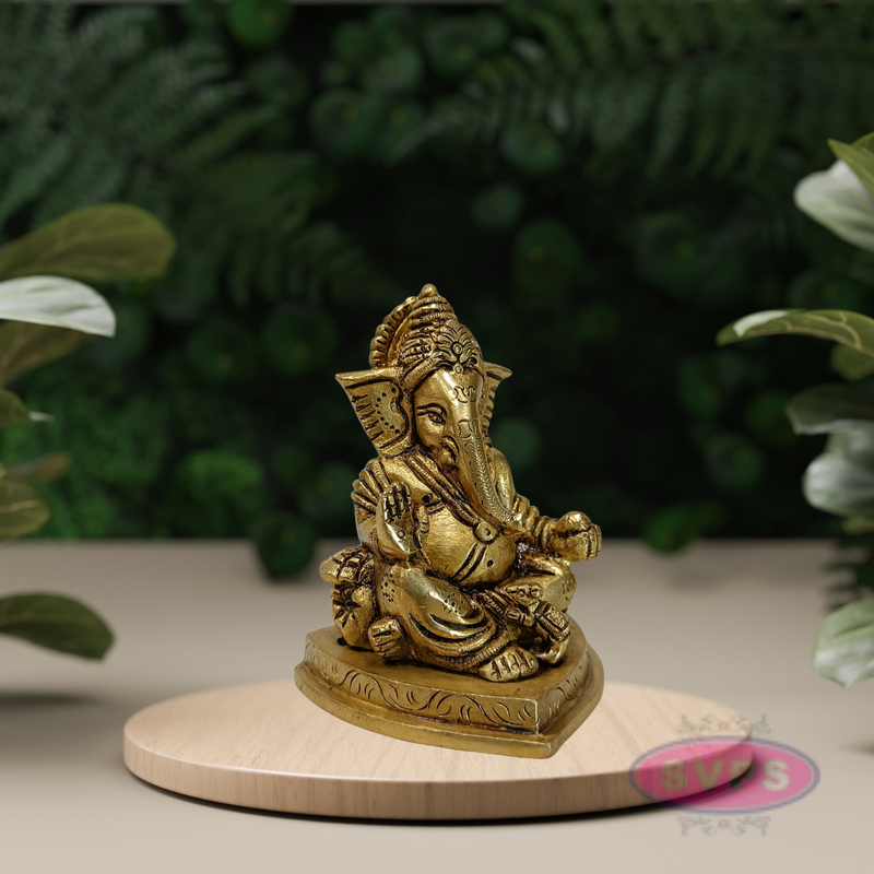 Antique Finish Brass Ganesha Idol for Home Décor & Pooja