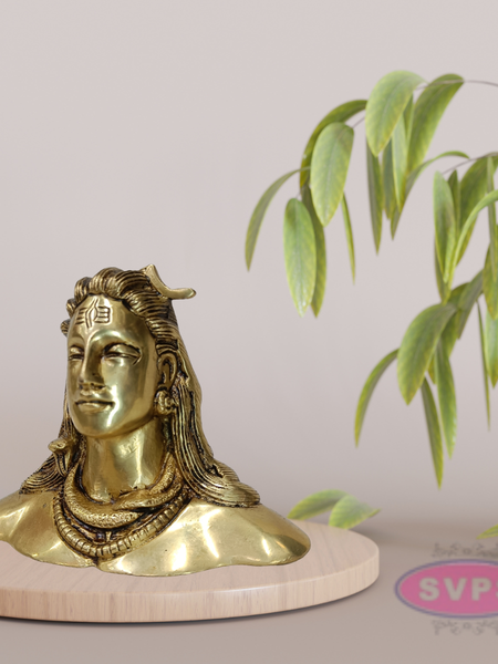 Brass Adiyogi Shiva Bust – Spiritual Home Decoration