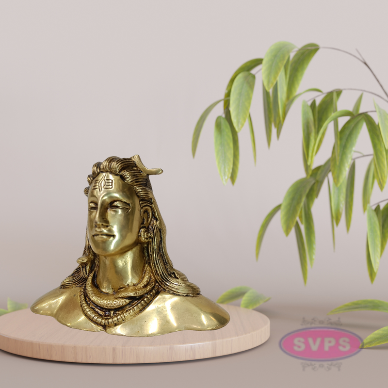 Brass Adiyogi Shiva Bust – Spiritual Home Decoration