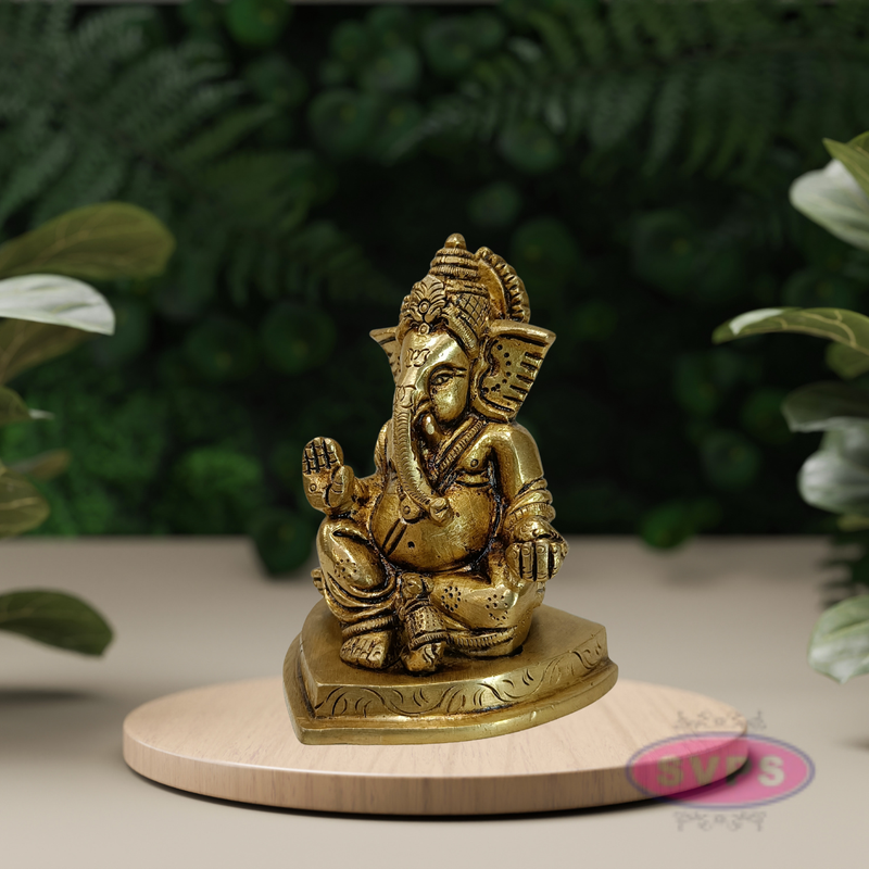 Antique Finish Brass Ganesha Idol for Home Décor & Pooja