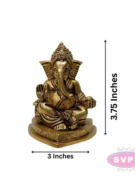 Antique Finish Brass Ganesha Idol for Home Décor & Pooja
