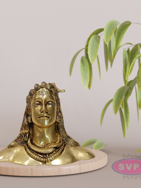 Brass Adiyogi Shiva Bust – Spiritual Home Decoration