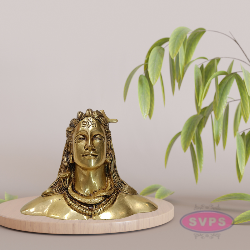 Brass Adiyogi Shiva Bust – Spiritual Home Decoration