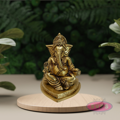 Antique Finish Brass Ganesha Idol for Home Décor & Pooja