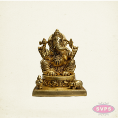 Brass Lord Ganesh Idol with Mooshika – Handmade Brass Sculpture