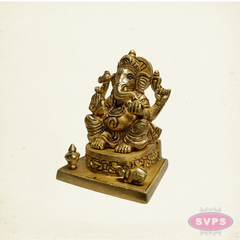Brass Lord Ganesh Idol with Mooshika – Handmade Brass Sculpture