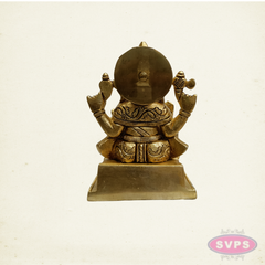 Brass Lord Ganesh Idol with Mooshika – Handmade Brass Sculpture