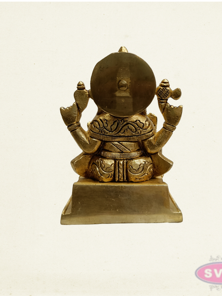 Brass Lord Ganesh Idol with Mooshika – Handmade Brass Sculpture
