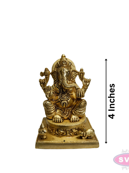 Brass Lord Ganesh Idol with Mooshika – Handmade Brass Sculpture