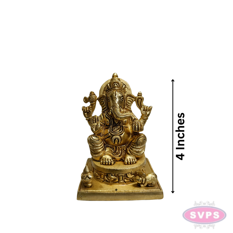 Brass Lord Ganesh Idol with Mooshika – Handmade Brass Sculpture