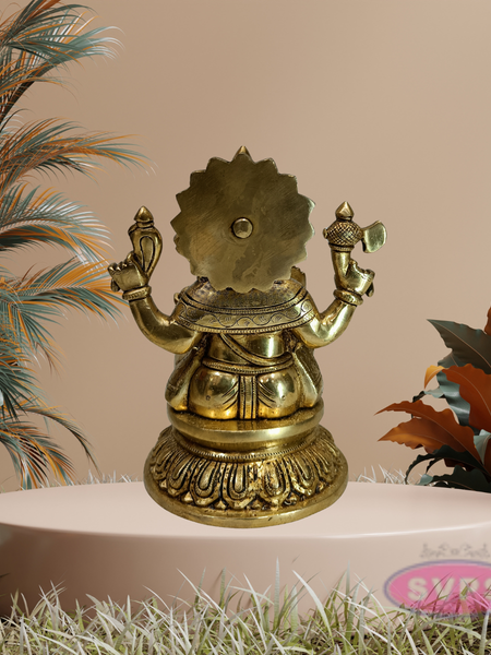 Golden Finish Brass Ganesh Statue for Pooja & Home Décor