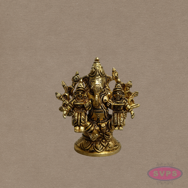 Brass Ganesha Riddhi Siddhi Statue – Handmade Home Temple Decor