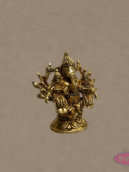 Brass Ganesha Riddhi Siddhi Statue – Handmade Home Temple Decor
