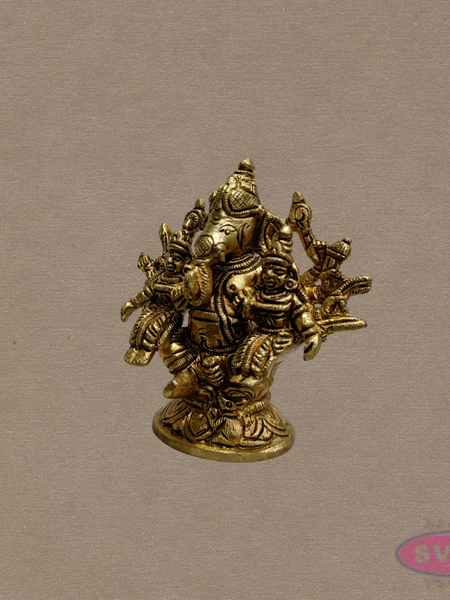 Brass Ganesha Riddhi Siddhi Statue – Handmade Home Temple Decor
