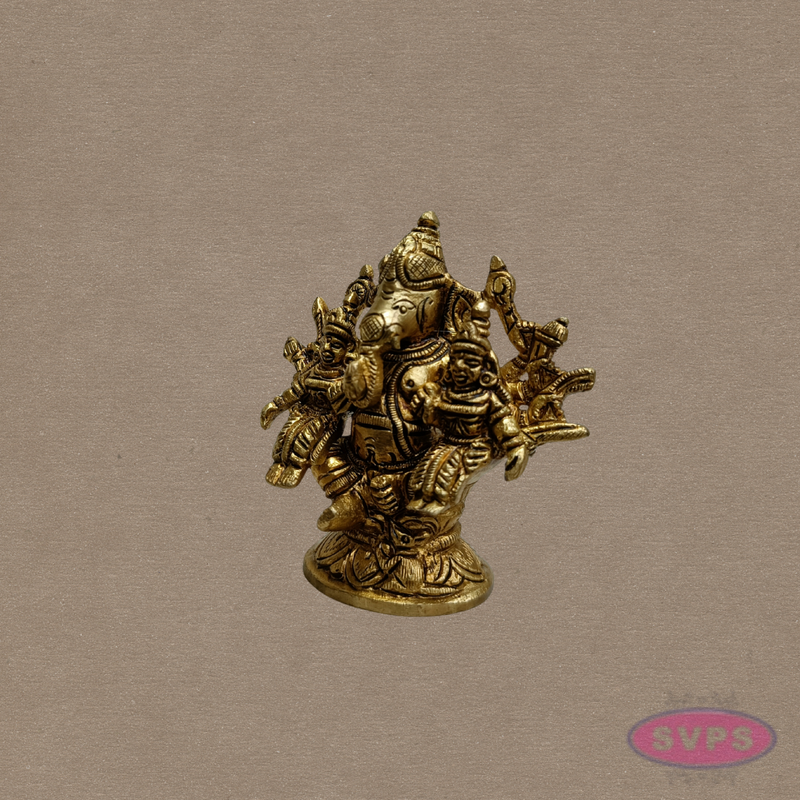 Brass Ganesha Riddhi Siddhi Statue – Handmade Home Temple Decor