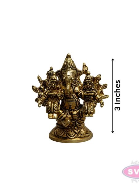 Brass Ganesha Riddhi Siddhi Statue – Handmade Home Temple Decor