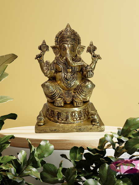 Antique Finish Brass Ashtavinayak Ganesha Idol