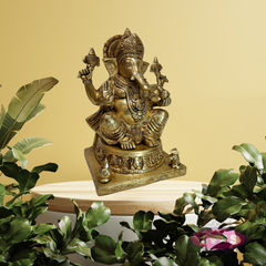 Antique Finish Brass Ashtavinayak Ganesha Idol