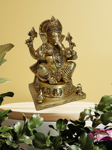 Antique Finish Brass Ashtavinayak Ganesha Idol