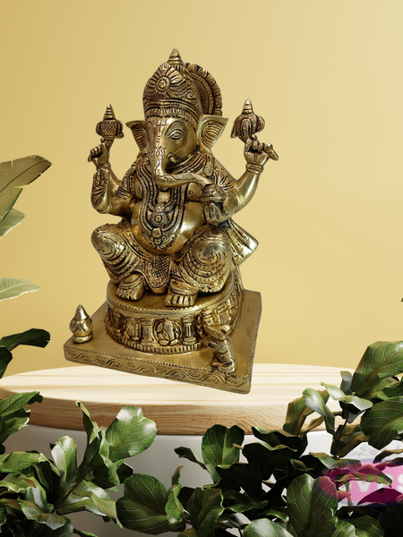 Antique Finish Brass Ashtavinayak Ganesha Idol