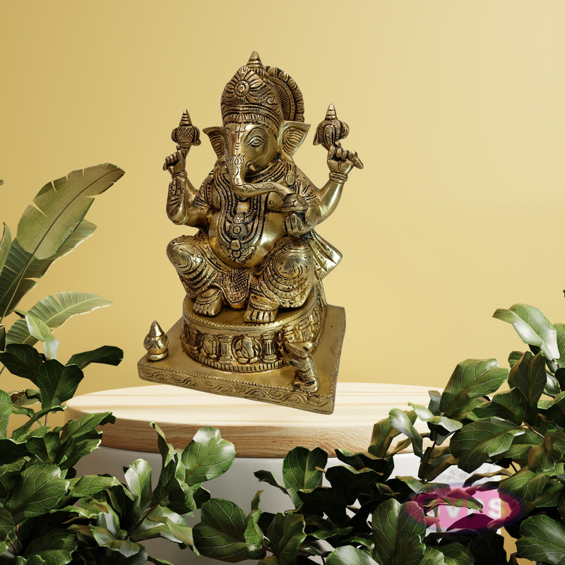Antique Finish Brass Ashtavinayak Ganesha Idol