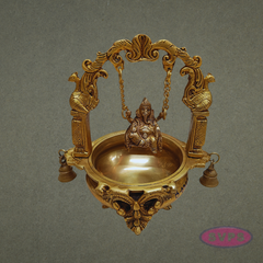 Antique Finish Brass Ganesh Jhula Urli with Ornate Arch