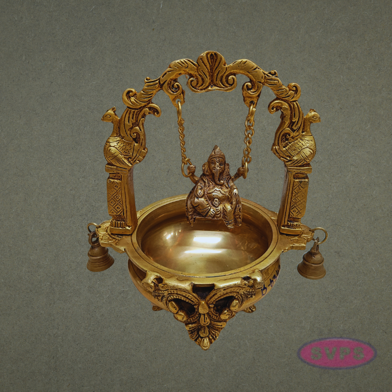 Antique Finish Brass Ganesh Jhula Urli with Ornate Arch