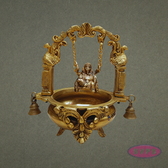 Antique Finish Brass Ganesh Jhula Urli with Ornate Arch