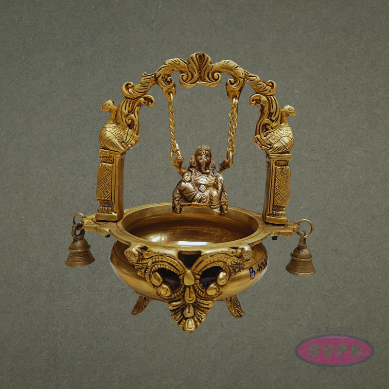 Antique Finish Brass Ganesh Jhula Urli with Ornate Arch