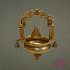 Antique Finish Brass Ganesh Jhula Urli with Ornate Arch