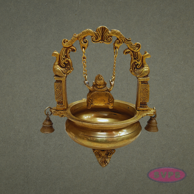 Antique Finish Brass Ganesh Jhula Urli with Ornate Arch