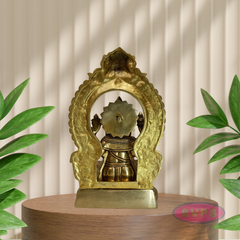 Antique Finish Brass Lord Ganesha Idol with Decorative Temple Arch