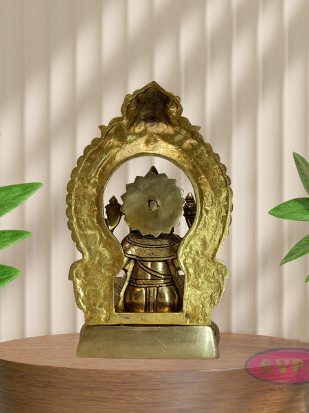 Antique Finish Brass Lord Ganesha Idol with Decorative Temple Arch