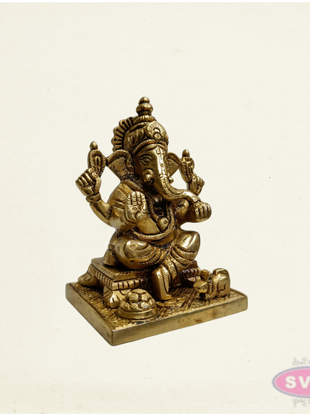 Brass Lord Ganesha Idol – Traditional Hindu Brass Statue
