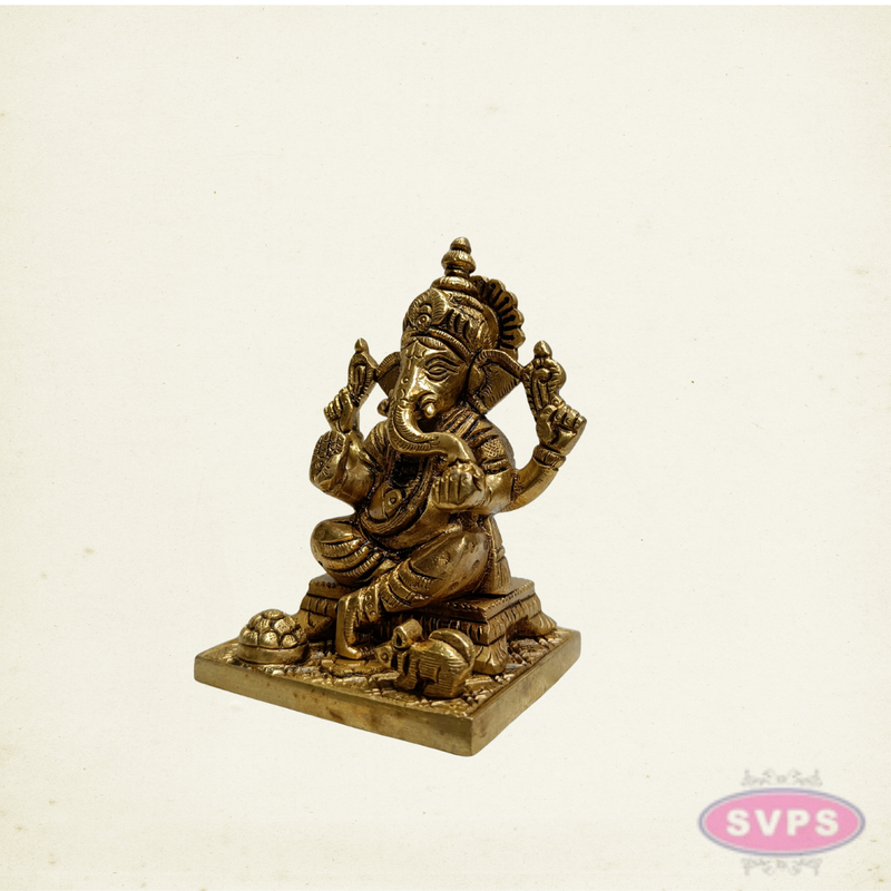 Brass Lord Ganesha Idol – Traditional Hindu Brass Statue