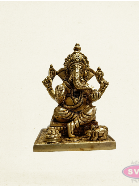 Brass Lord Ganesha Idol – Traditional Hindu Brass Statue