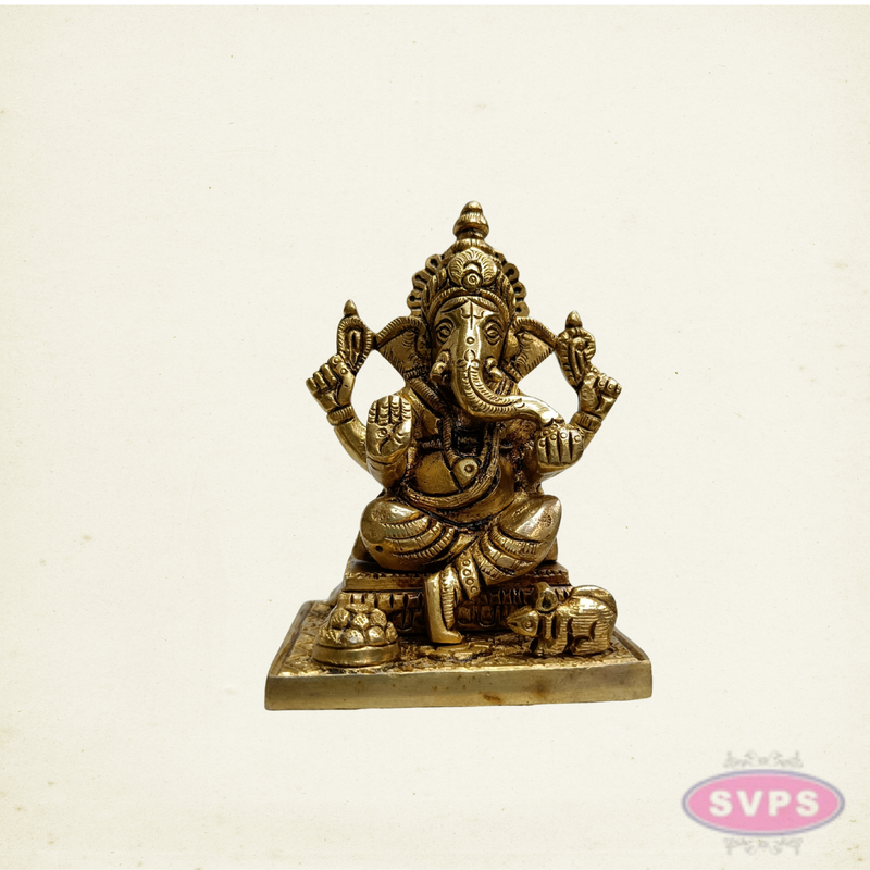 Brass Lord Ganesha Idol – Traditional Hindu Brass Statue
