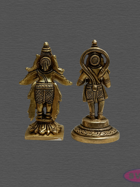 Brass Garuda Bhagavan & Hanuman Statue Combo for Mandir and Spiritual Decor