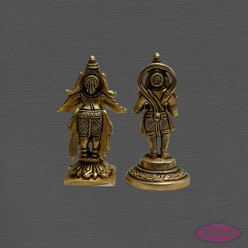Brass Garuda Bhagavan & Hanuman Statue Combo for Mandir and Spiritual Decor