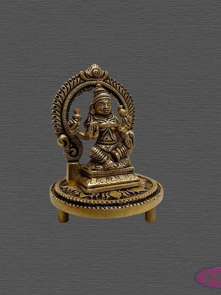 Brass Mahalakshmi Pooja Combo – Lakshmi Idol, Brass Chowki & Kumkum Manjal
