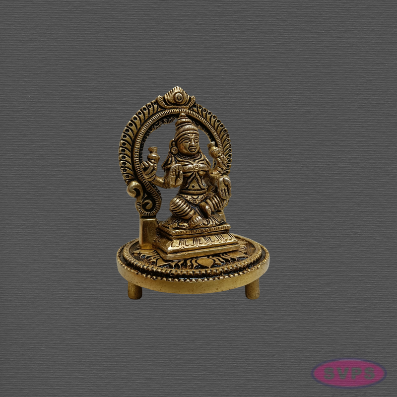 Brass Mahalakshmi Pooja Combo – Lakshmi Idol, Brass Chowki & Kumkum Manjal