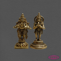 Brass Garuda Bhagavan & Hanuman Statue Combo for Mandir and Spiritual Decor