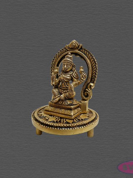 Brass Mahalakshmi Pooja Combo – Lakshmi Idol, Brass Chowki & Kumkum Manjal