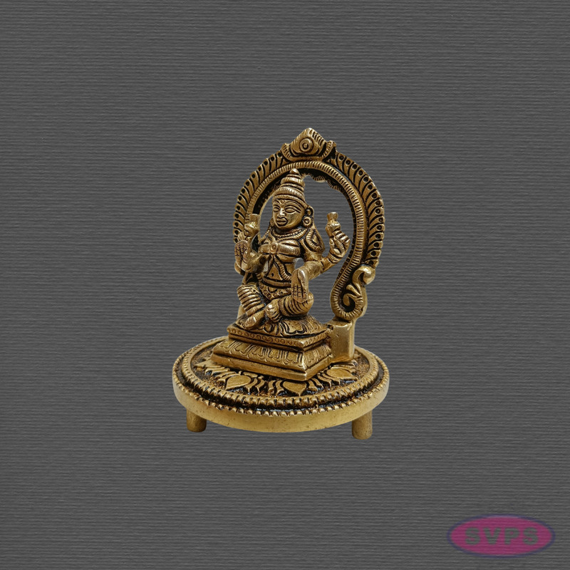 Brass Mahalakshmi Pooja Combo – Lakshmi Idol, Brass Chowki & Kumkum Manjal