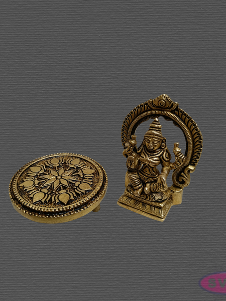 Brass Mahalakshmi Pooja Combo – Lakshmi Idol, Brass Chowki & Kumkum Manjal