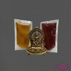 Brass Mahalakshmi Pooja Combo – Lakshmi Idol, Brass Chowki & Kumkum Manjal