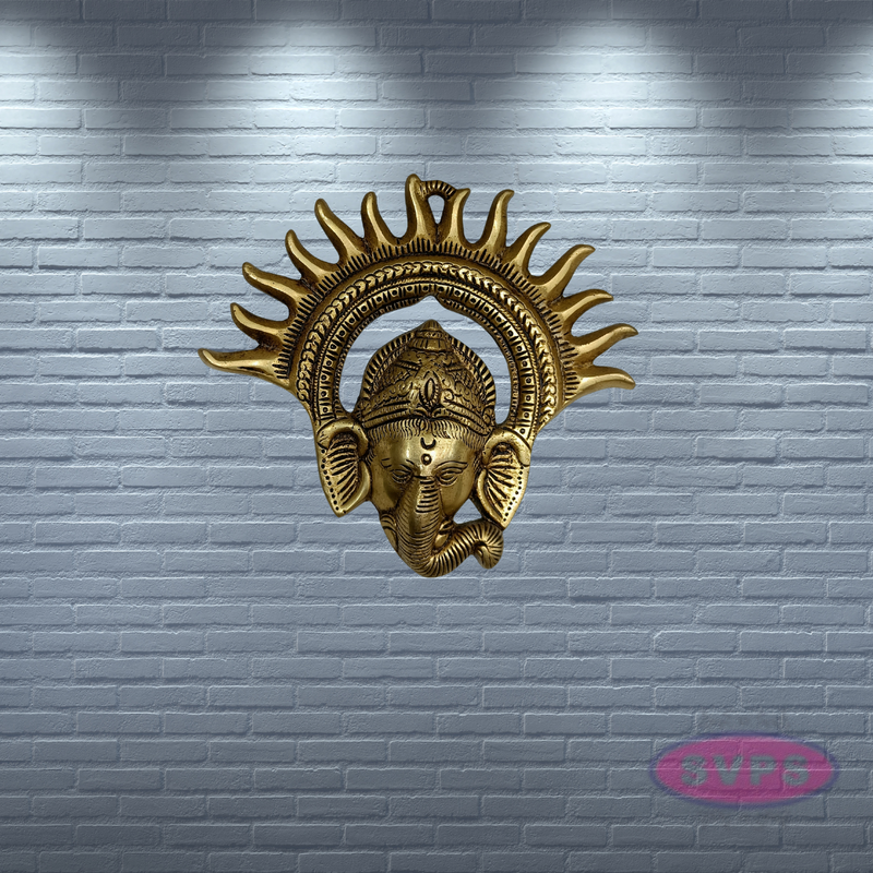 Brass Ganesha Idol With Surya Chakra Wall hanging / Showpiece