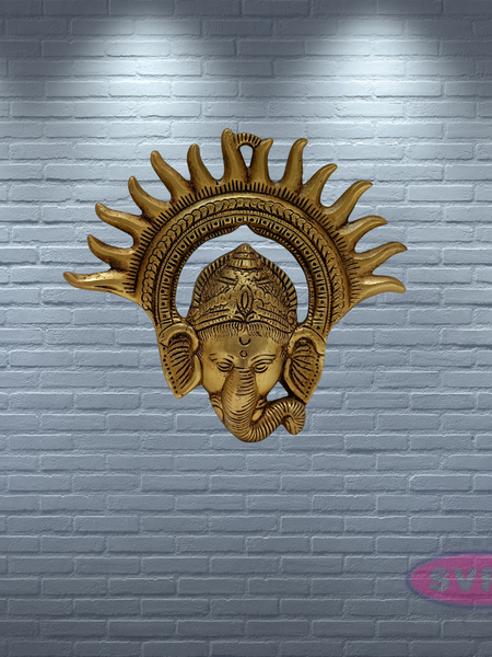 Brass Ganesha Idol With Surya Chakra Wall hanging / Showpiece